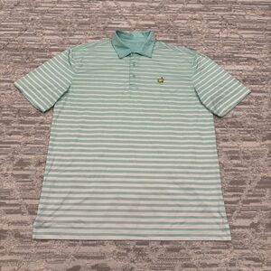 Masters Tech Performance Golf Polo Men's Large Stretch Comfort Striped Green